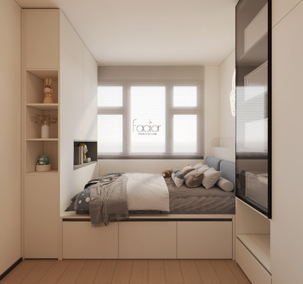 OEM Beige Tatami giường lưu trữ với cạnh cong thép không gỉ góc tủ quần áo