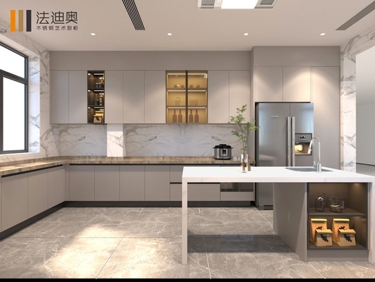 Modern Elegance U-Shaped Stainless Steel Kitchen Cabinet với sự tích hợp liền mạch