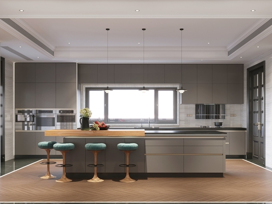 Các tủ bếp kiểu công nghiệp bằng kim loại lạnh Ultima Edge với thiết kế không gian kép